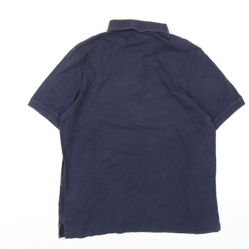 DKNY Mens Blue Cotton Polo Size M Collared Button