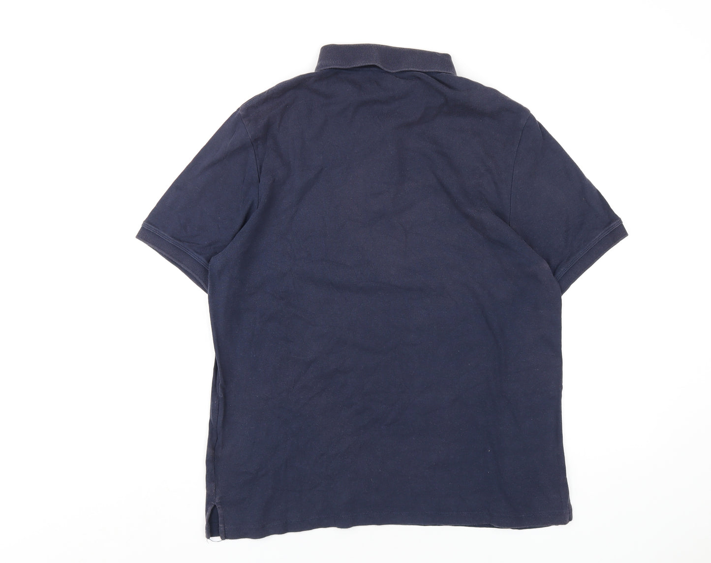 DKNY Mens Blue Cotton Polo Size M Collared Button