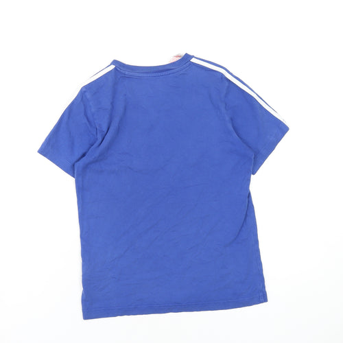 adidas Boys Blue Cotton Basic T-Shirt Size M Round Neck Pullover