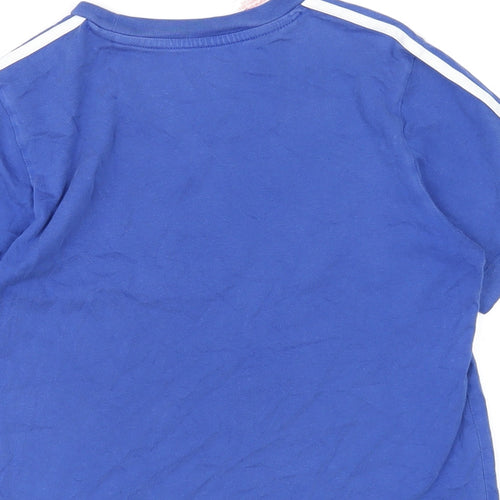 adidas Boys Blue Cotton Basic T-Shirt Size M Round Neck Pullover