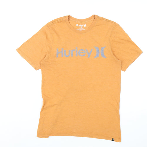 Hurley Mens Orange Cotton T-Shirt Size S Round Neck