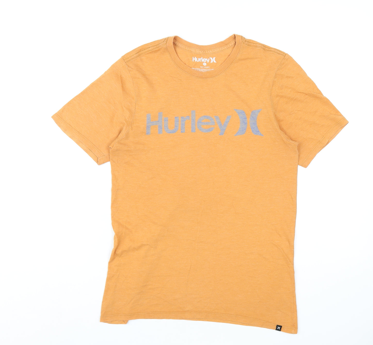 Hurley Mens Orange Cotton T-Shirt Size S Round Neck