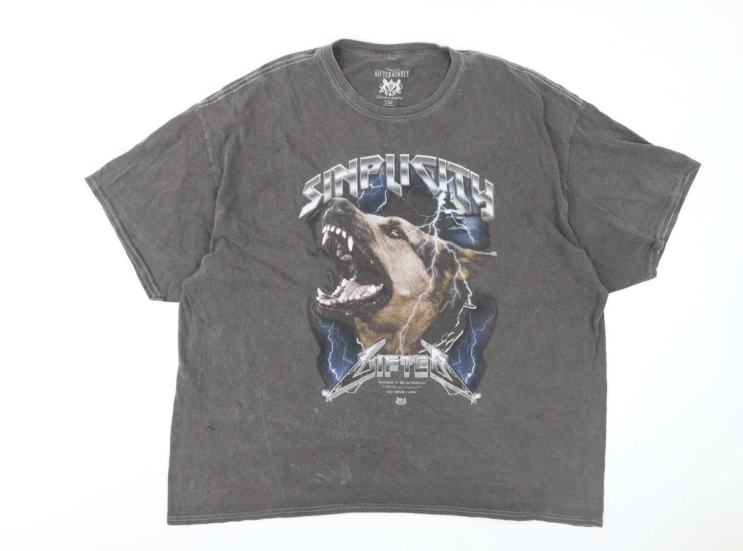 Gifted Heroes Mens Grey Cotton T-Shirt Size XL Round Neck - Sinplicity Gifted