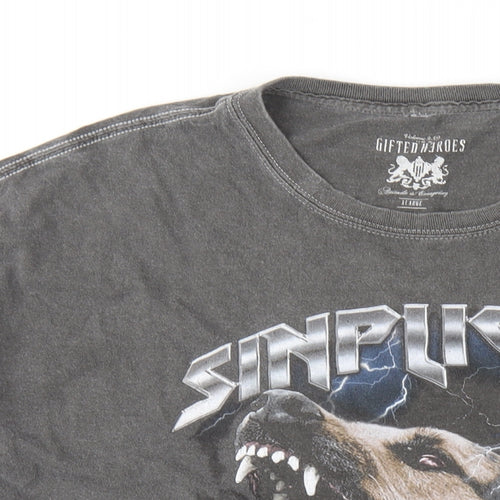 Gifted Heroes Mens Grey Cotton T-Shirt Size XL Round Neck - Sinplicity Gifted