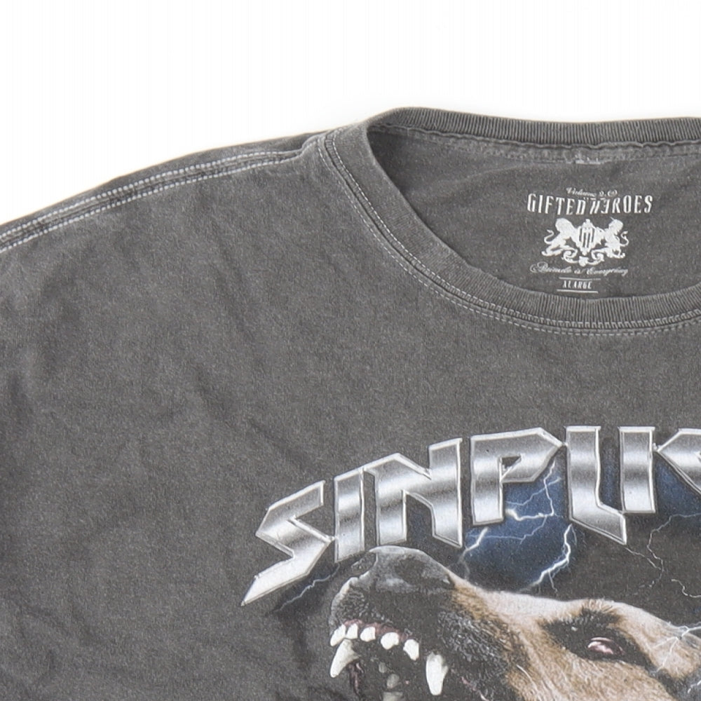 Gifted Heroes Mens Grey Cotton T-Shirt Size XL Round Neck - Sinplicity Gifted