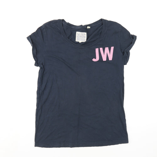 Jack Wills Womens Blue Cotton Basic T-Shirt Size 8 Round Neck