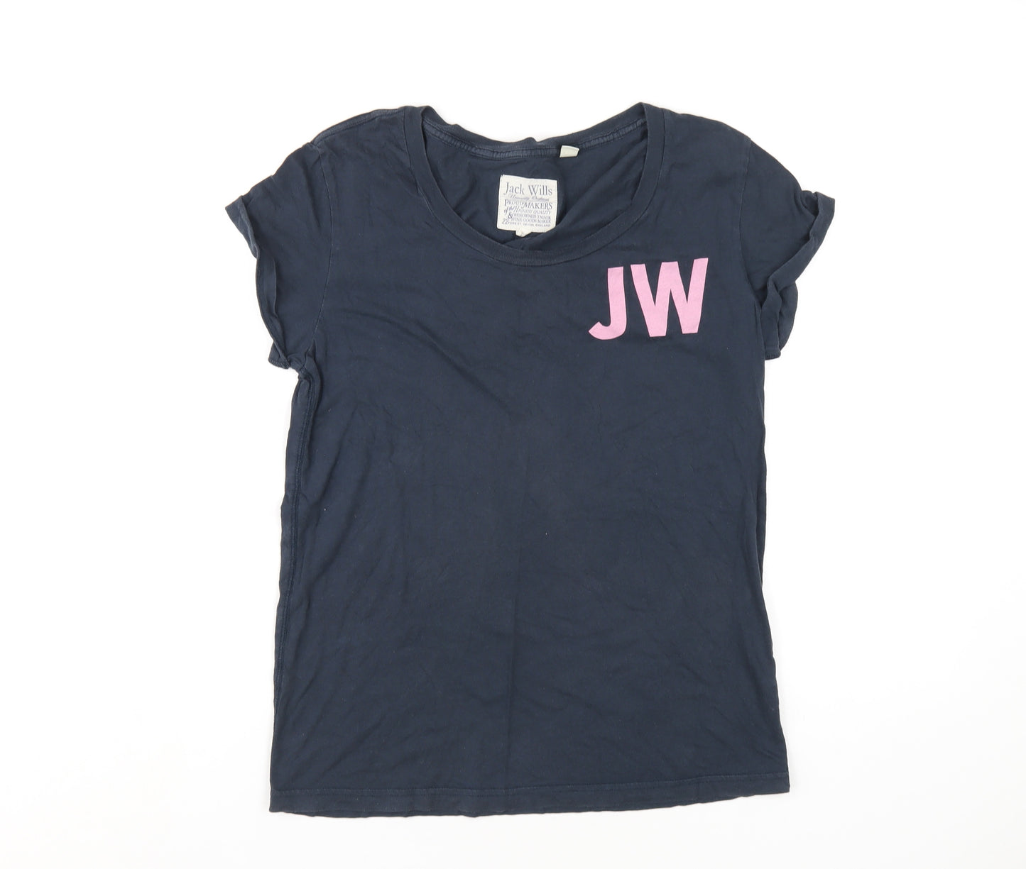 Jack Wills Womens Blue Cotton Basic T-Shirt Size 8 Round Neck