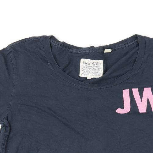 Jack Wills Womens Blue Cotton Basic T-Shirt Size 8 Round Neck