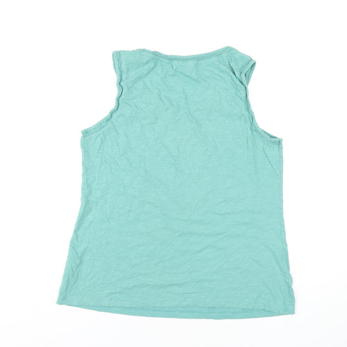 White Stuff Womens Green Cotton Basic Tank Size 14 Scoop Neck