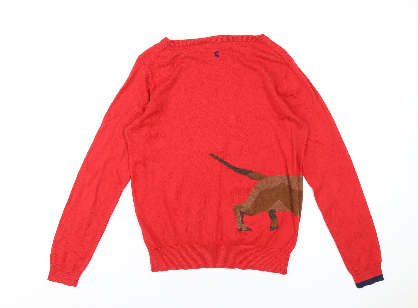 Joules Womens Red Round Neck Cotton Pullover Jumper Size 12 - Sausage Dog