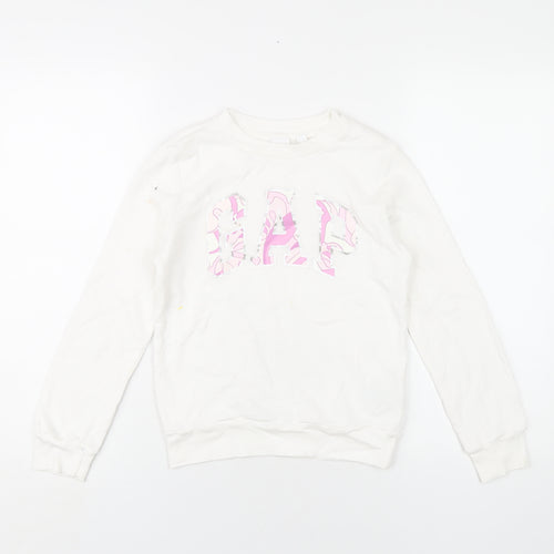 Gap Girls White Cotton Pullover Sweatshirt Size 10 Years Pullover