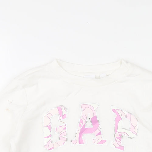 Gap Girls White Cotton Pullover Sweatshirt Size 10 Years Pullover