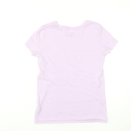 PINK Womens Purple Cotton Basic T-Shirt Size S Round Neck
