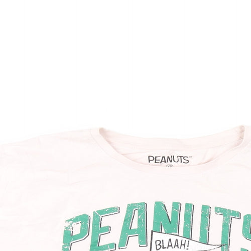 Peanuts Womens Pink Cotton Cropped T-Shirt Size 6 Round Neck - Snoopy