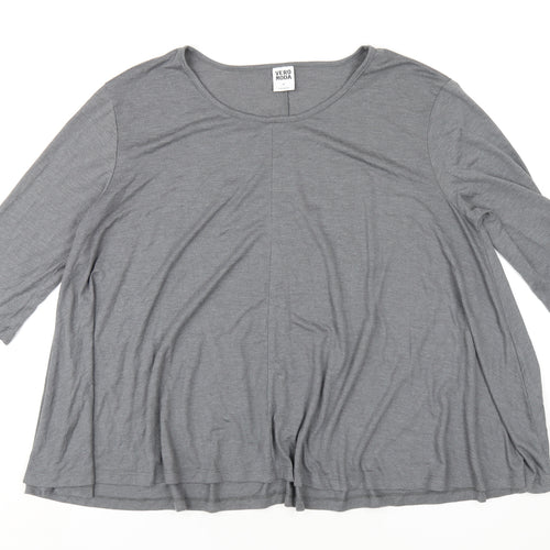 VERO MODA Womens Grey Polyester Basic T-Shirt Size XL Round Neck