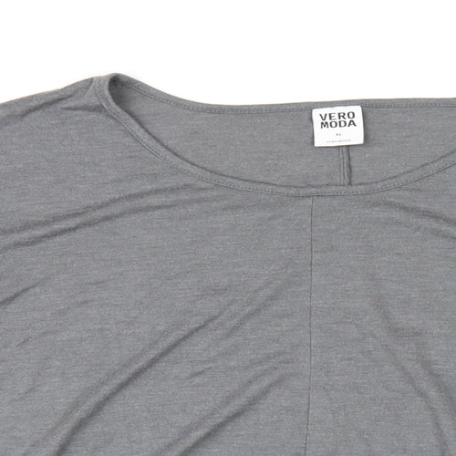 VERO MODA Womens Grey Polyester Basic T-Shirt Size XL Round Neck