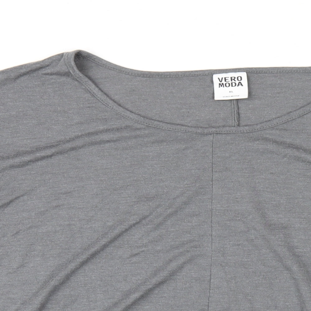 VERO MODA Womens Grey Polyester Basic T-Shirt Size XL Round Neck