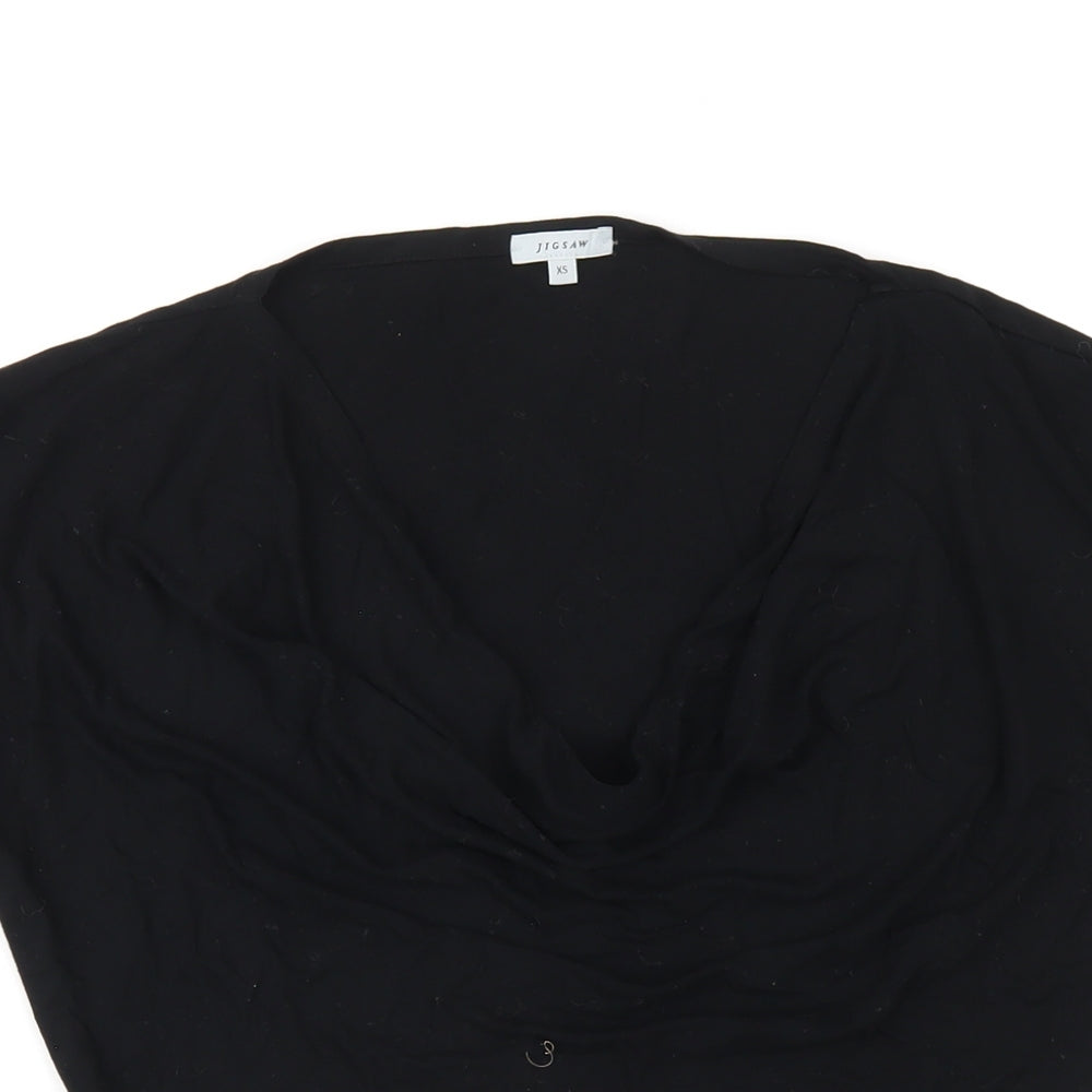 Jigsaw Womens Black Viscose Basic T-Shirt Size XS Cowl Neck