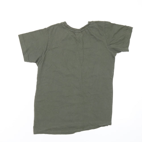 Hype Boys Green Cotton Basic T-Shirt Size 13 Years Round Neck Pullover