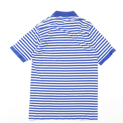 Queens Park Rangers FC Mens Blue Striped Cotton Polo Size L Collared Button