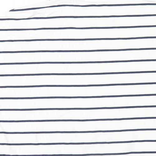 Baukjen Womens White Striped Viscose Basic T-Shirt Size 8 Round Neck