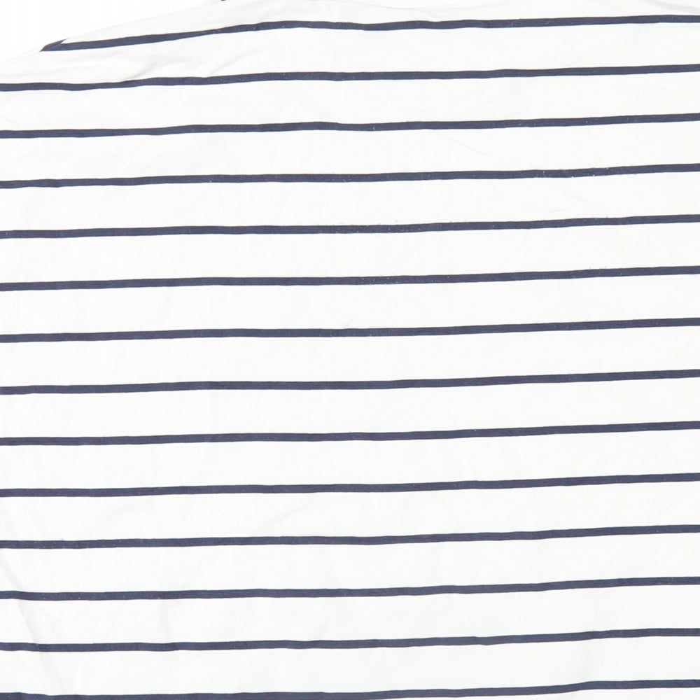 Baukjen Womens White Striped Viscose Basic T-Shirt Size 8 Round Neck