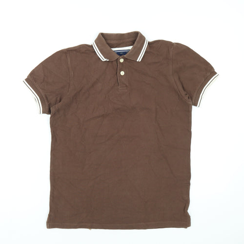 Charles Wilson Womens Brown Cotton Basic Polo Size S Collared
