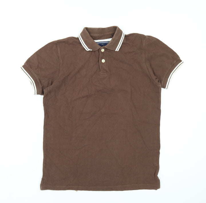 Charles Wilson Womens Brown Cotton Basic Polo Size S Collared