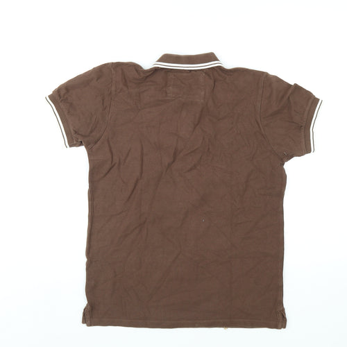 Charles Wilson Womens Brown Cotton Basic Polo Size S Collared