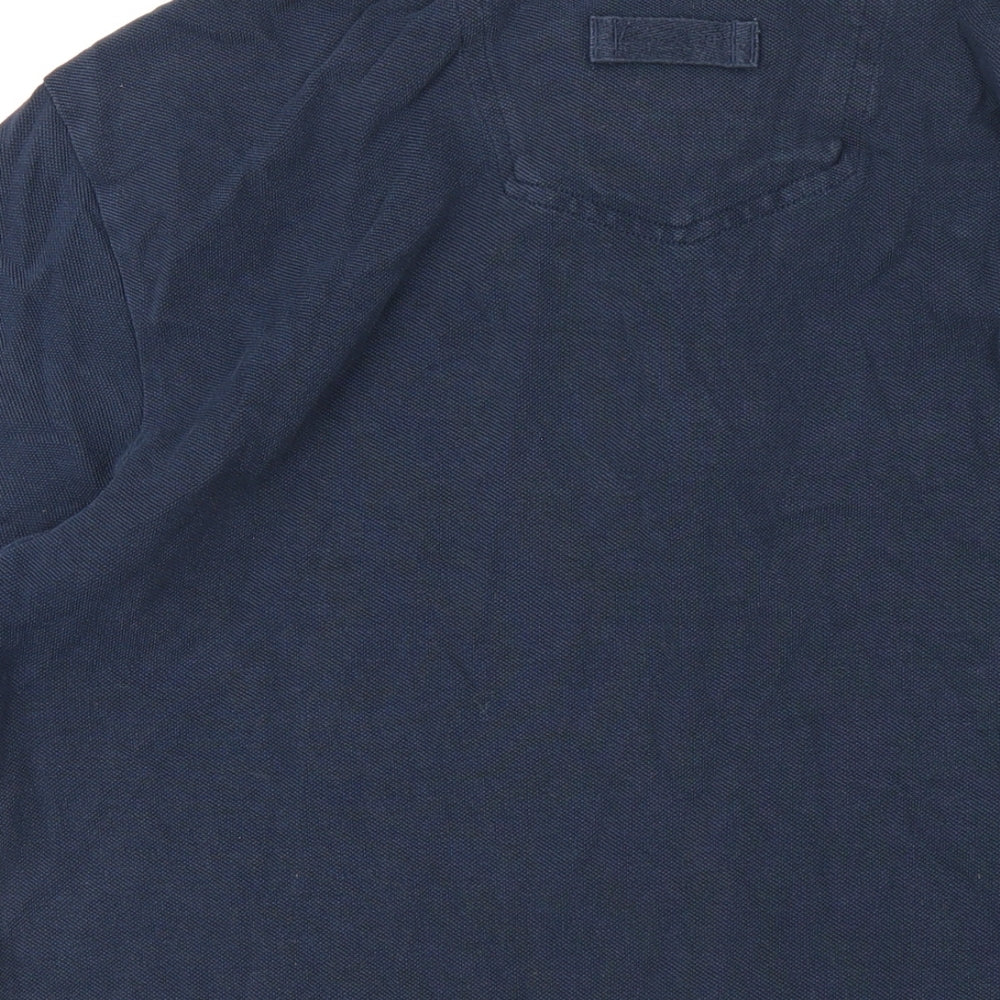 Fat Face Mens Blue Cotton Polo Size L Collared Button