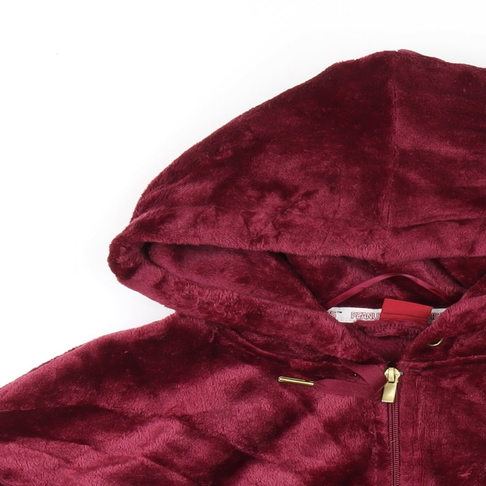 Peanuts Womens Red Polyester Full Zip Hoodie Size XL Zip - Snoopy