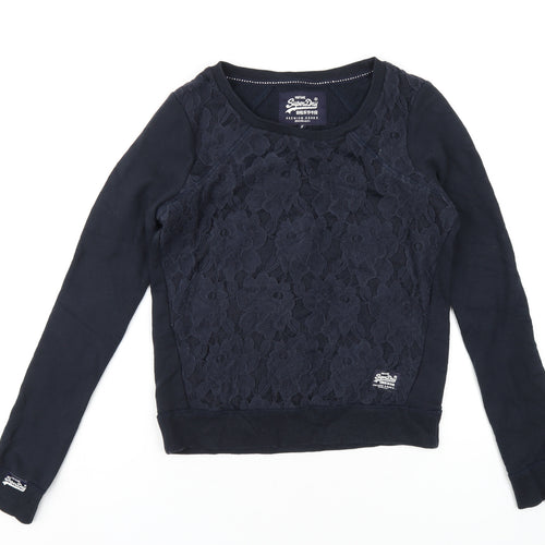 Superdry Womens Blue Cotton Pullover Sweatshirt Size XS Pullover