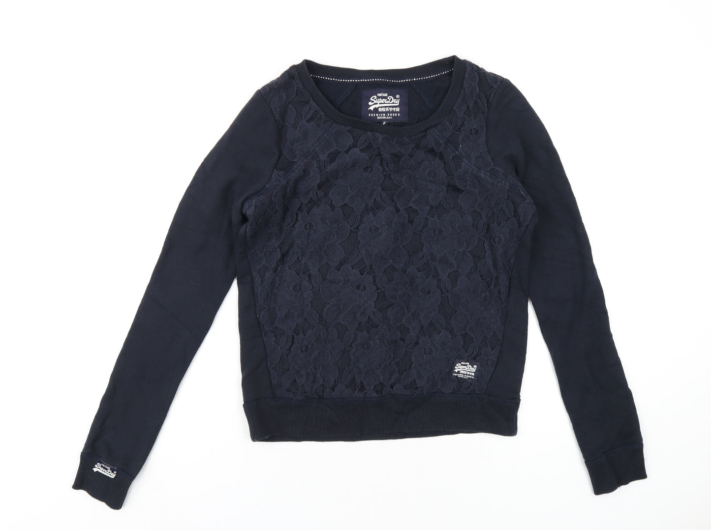 Superdry Womens Blue Cotton Pullover Sweatshirt Size XS Pullover