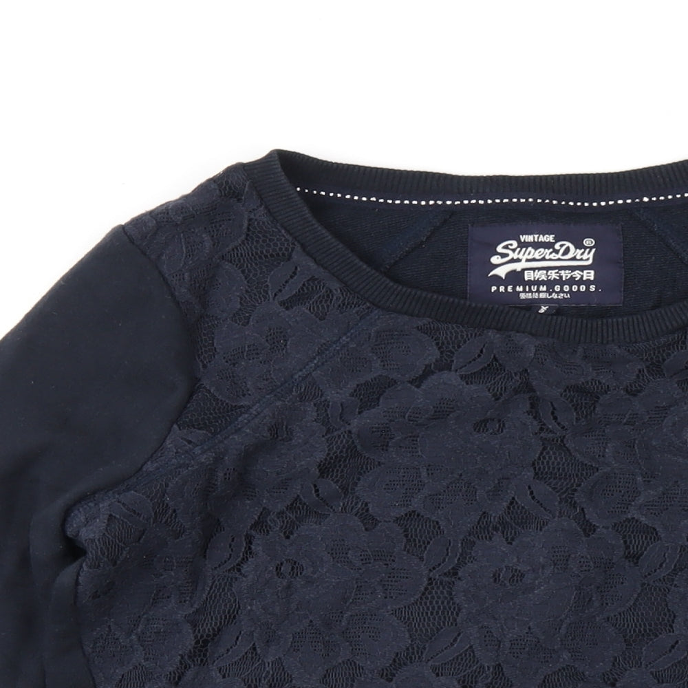 Superdry Womens Blue Cotton Pullover Sweatshirt Size XS Pullover
