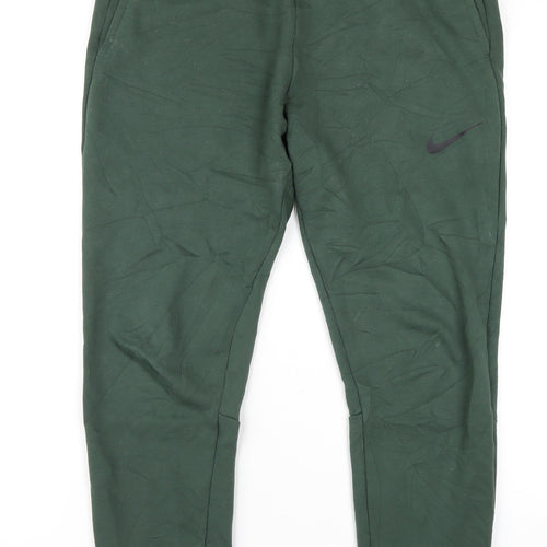Nike Mens Green Polyester Jogger Trousers Size M L29 in Regular Drawstring