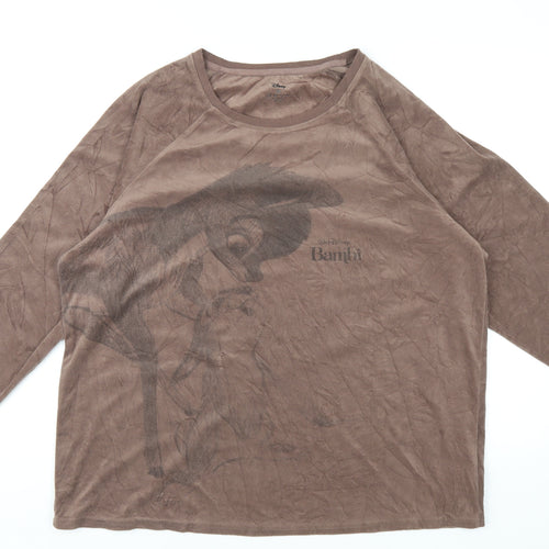 Disney Womens Brown Solid Polyester Top Pyjama Top Size 18 - Bambi Thumper