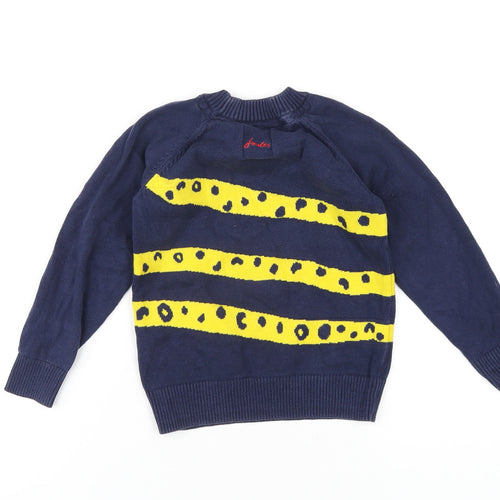 Joules Boys Blue Crew Neck Cotton Pullover Jumper Size 5 Years Pullover - Leopard