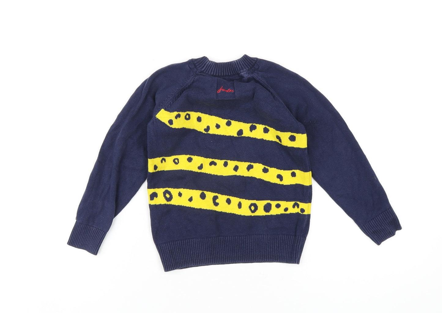 Joules Boys Blue Crew Neck Cotton Pullover Jumper Size 5 Years Pullover - Leopard