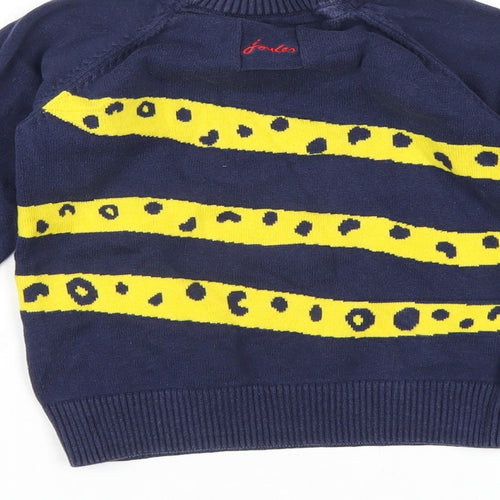 Joules Boys Blue Crew Neck Cotton Pullover Jumper Size 5 Years Pullover - Leopard