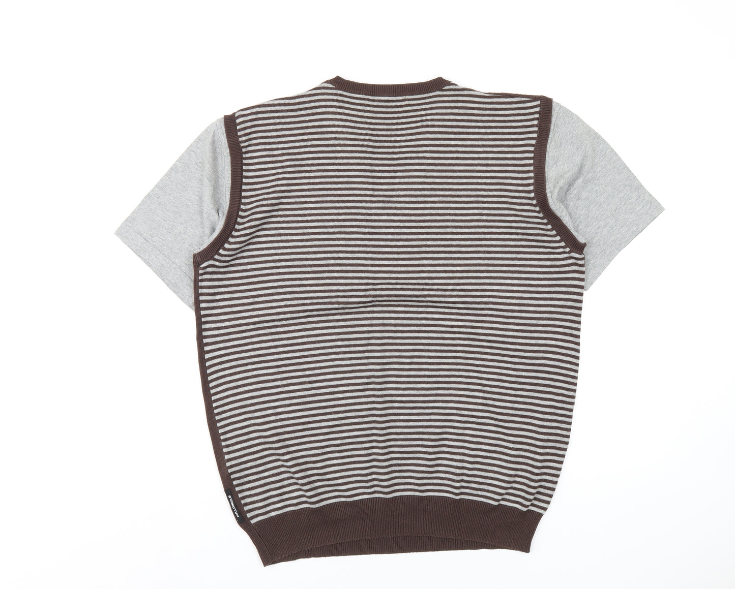 Full Circle Mens Brown Round Neck Cotton Pullover Jumper Size XL Short Sleeve