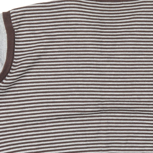 Full Circle Mens Brown Round Neck Cotton Pullover Jumper Size XL Short Sleeve