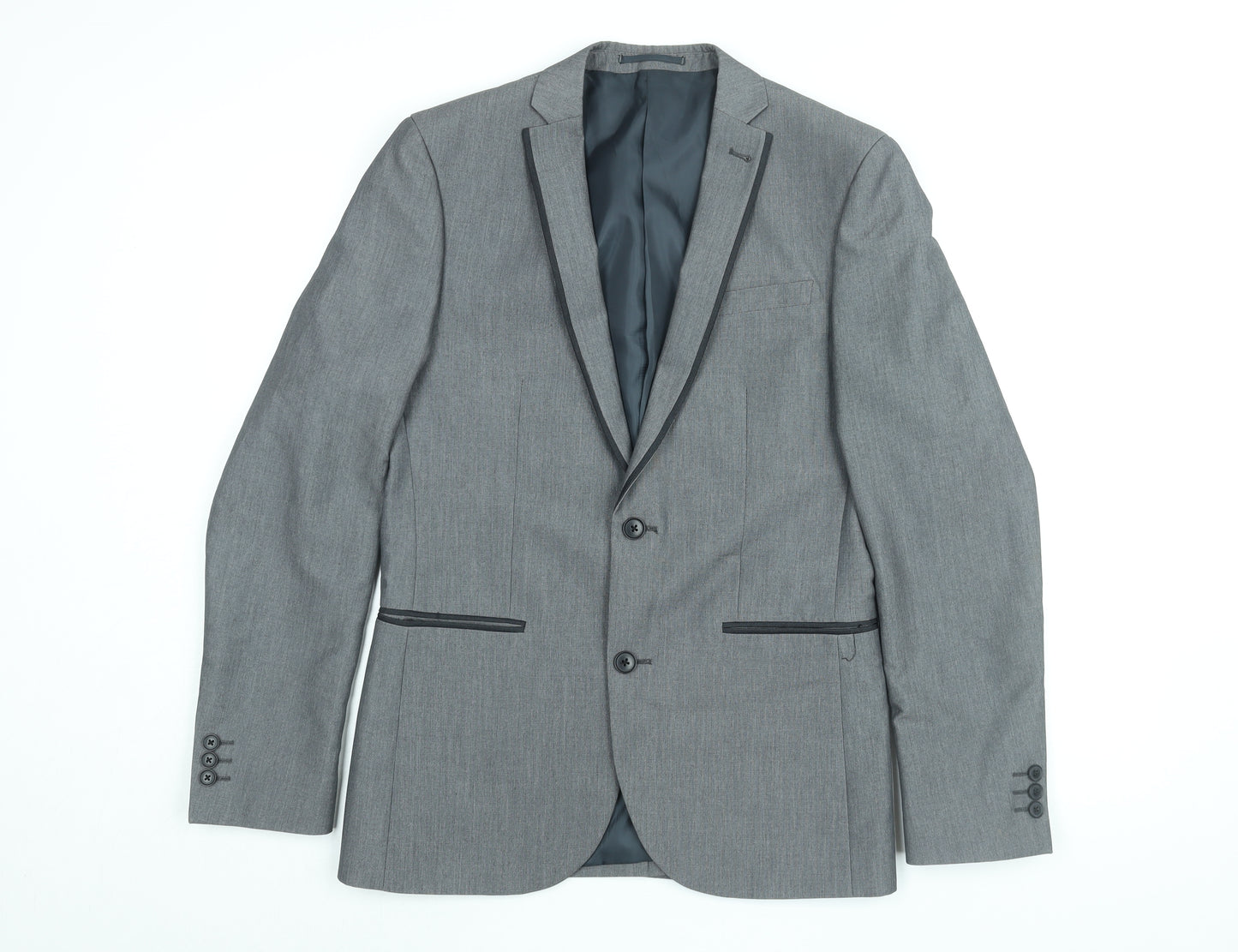 NEXT Mens Grey Polyester Jacket Suit Jacket Size 38 Regular