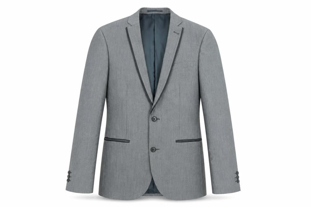 Front view of Next men’s grey polyester jacket suit jacket, size 38, regular