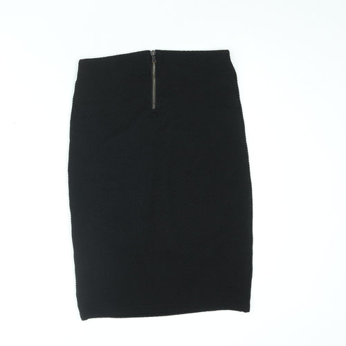 New Look Womens Black Polyester Straight & Pencil Skirt Size 8 Zip