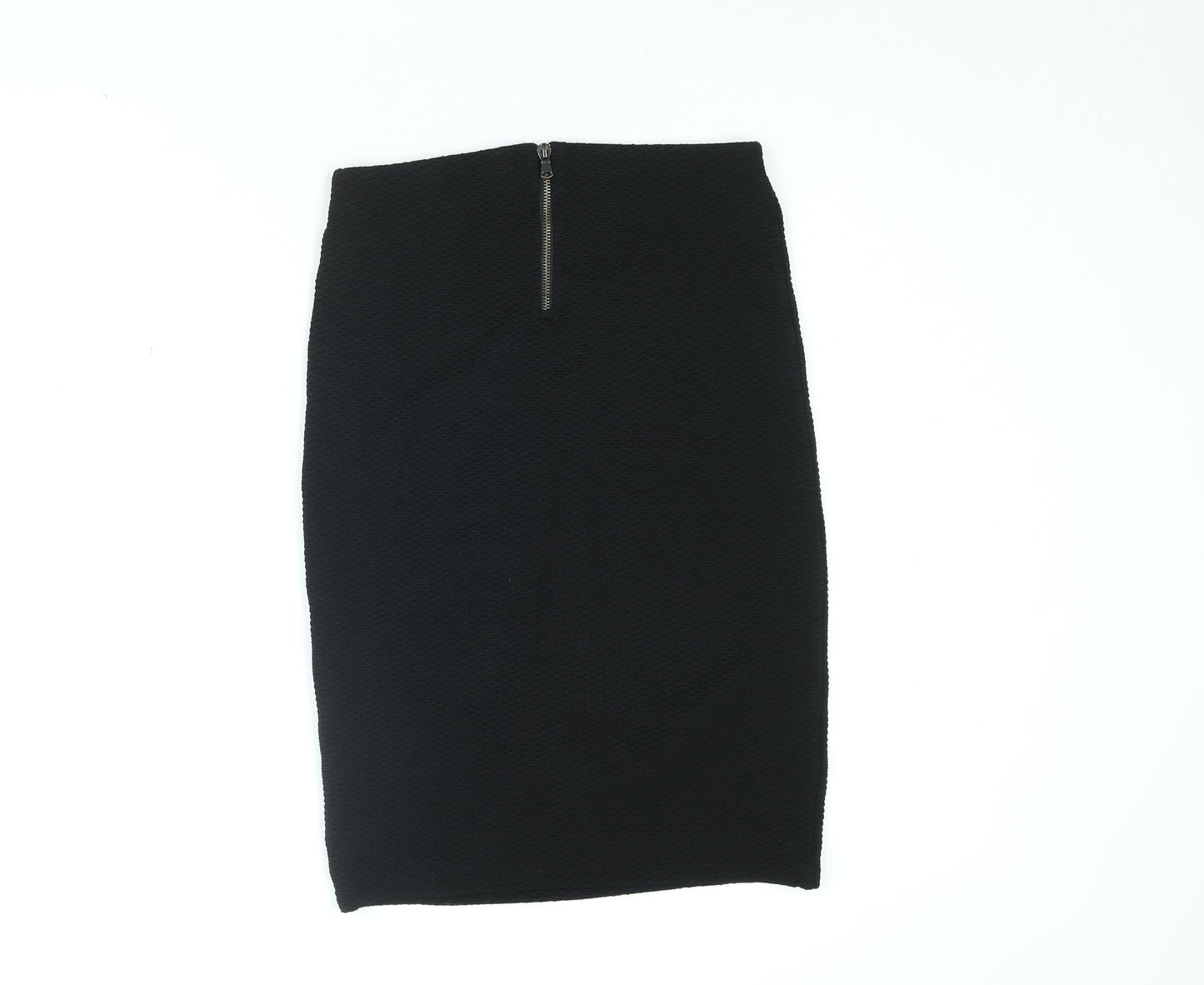 New Look Womens Black Polyester Straight & Pencil Skirt Size 8 Zip