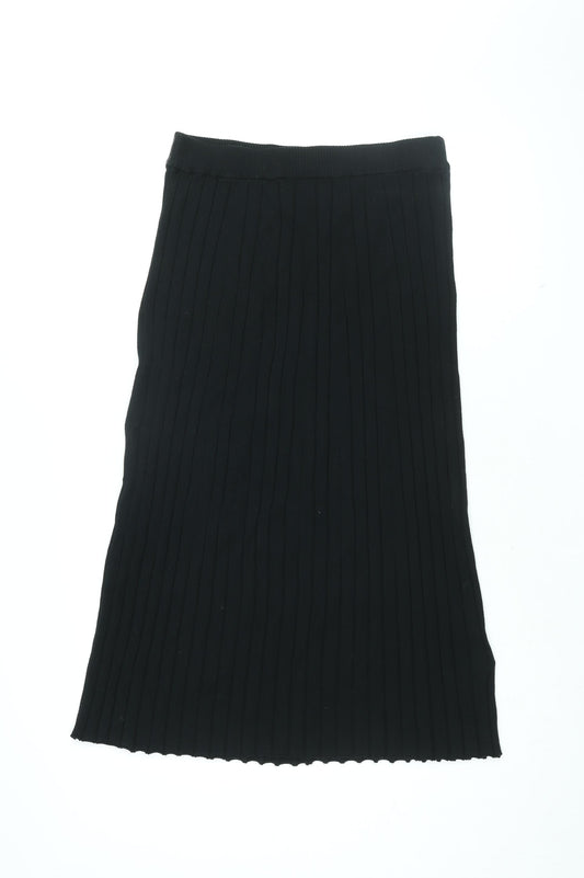 Marks and Spencer Womens Black Viscose Flare Skirt Size M