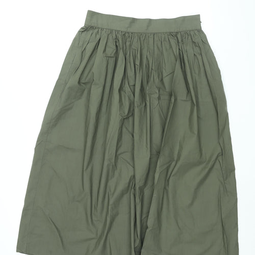 COS Womens Green Cotton Swing Skirt Size 12 Zip