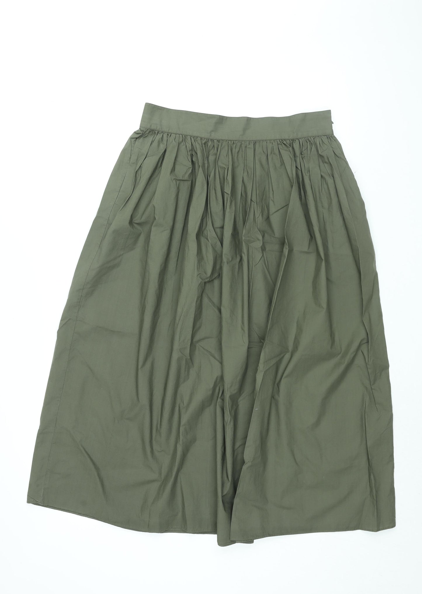 COS Womens Green Cotton Swing Skirt Size 12 Zip