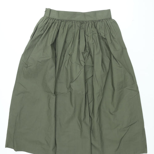 COS Womens Green Cotton Swing Skirt Size 12 Zip