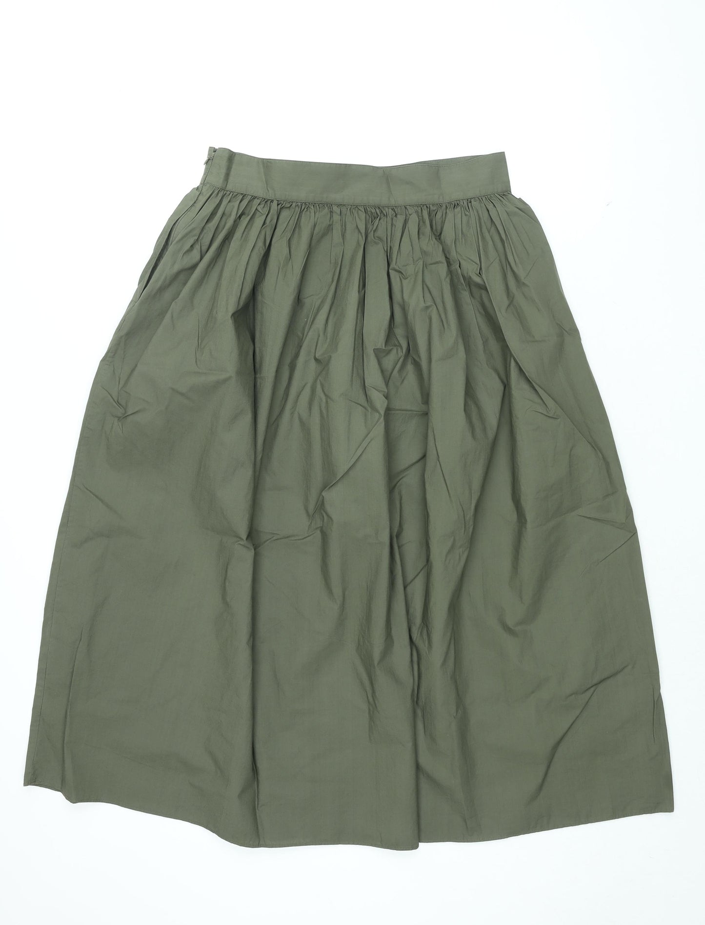 COS Womens Green Cotton Swing Skirt Size 12 Zip